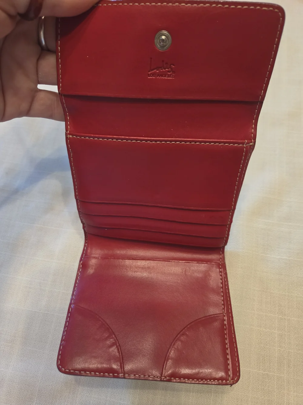 Lodis Black Leather Bi-Fold Wallet with Red Trim